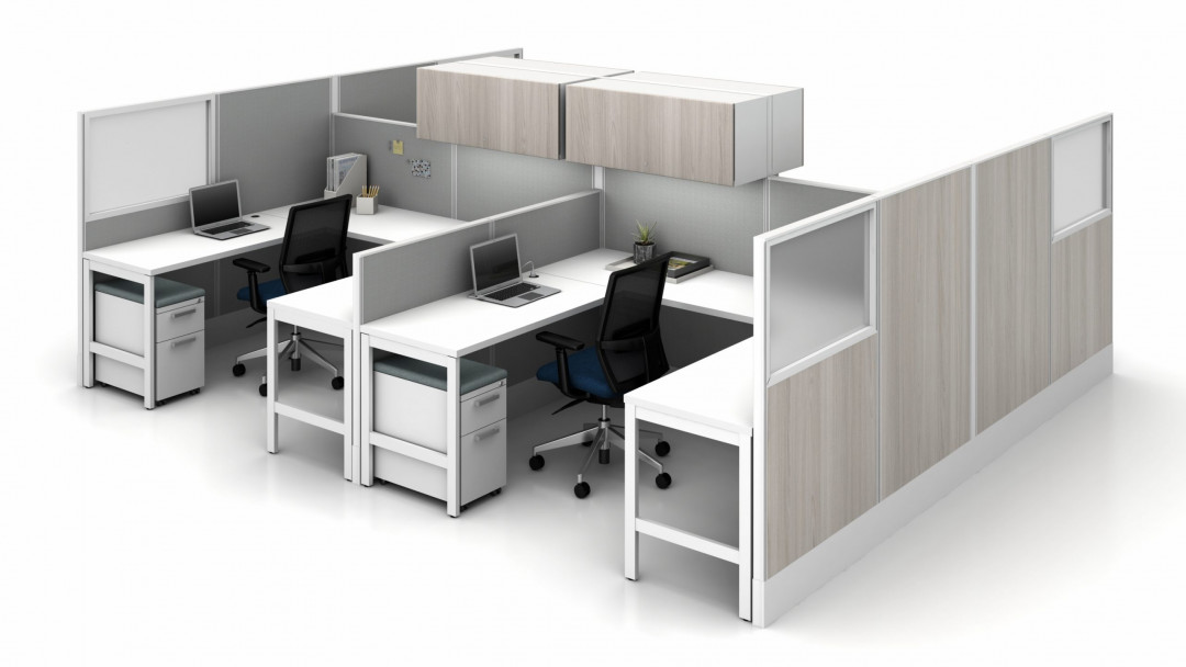 Divi with Half Glass Inserts and Laminate Monolithic Inserts at 58” high