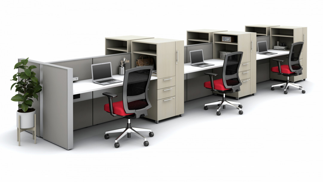 Matrix Spine Open Plan Panel System with Calibrate Storage and Natick Seating