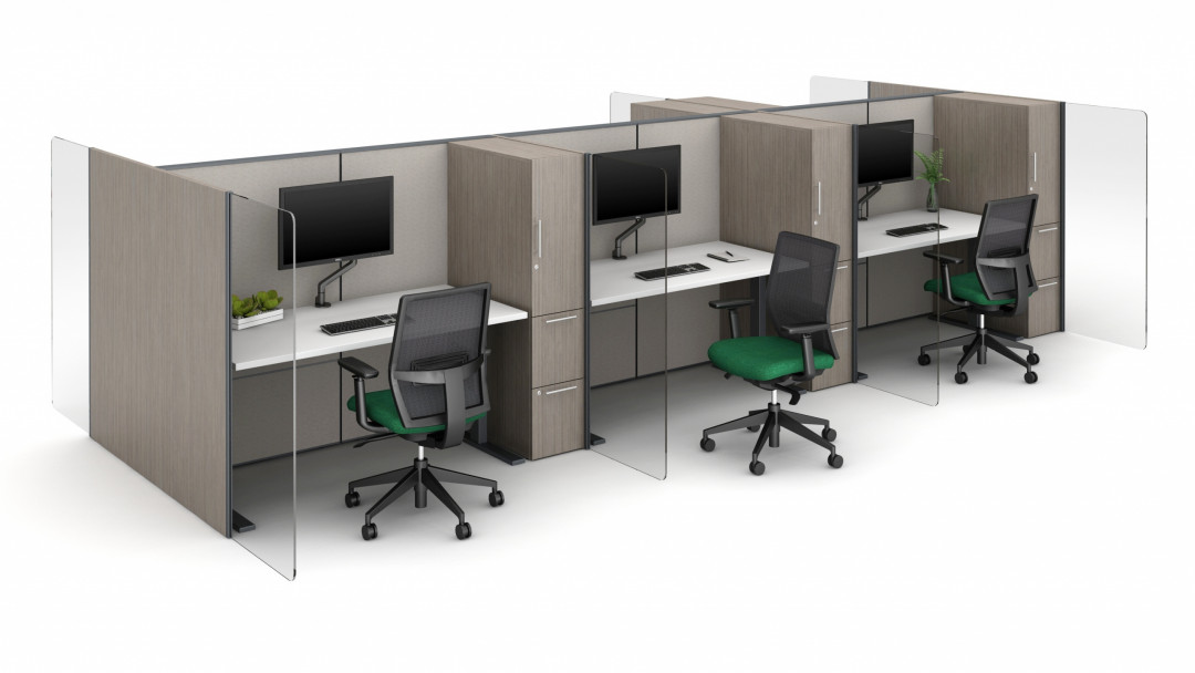 Matrix with Horizontal Woodgrain Gallery Panels and Lexan Vertical Screens